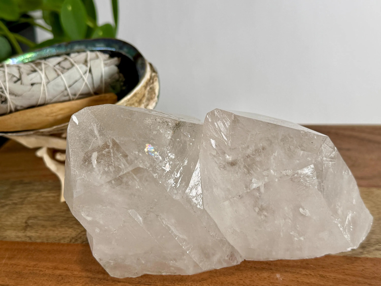 Large Natural Brazilian Lemurian Quartz, Twin Formation | Trigonic/Record keeper