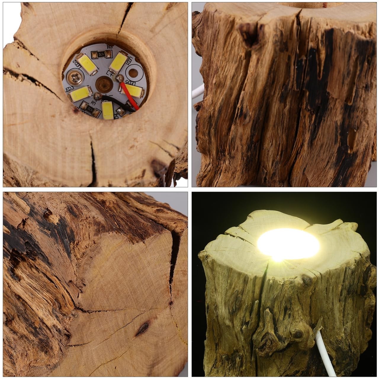 Tree Stump Led Light Base USB Charging Crystal Ball Display Stand for Home Of…