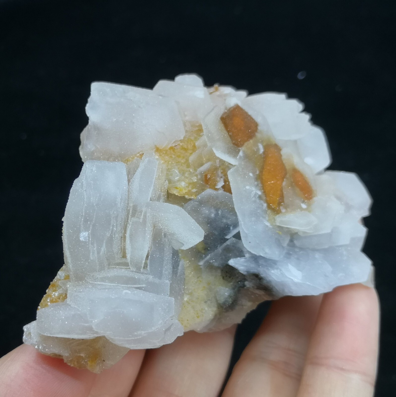 NEW FIND – 97mm Stunning ‘sunflower-like’ Calcite with drusy Quartz coating