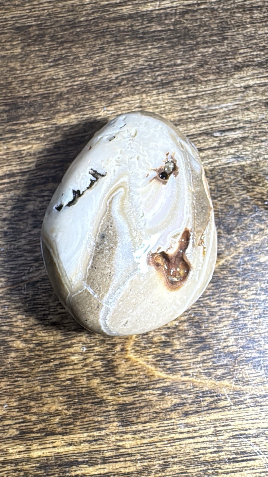 UnPolished Brown and White Agate Stone Specimen – Surf Tumbled Mineral