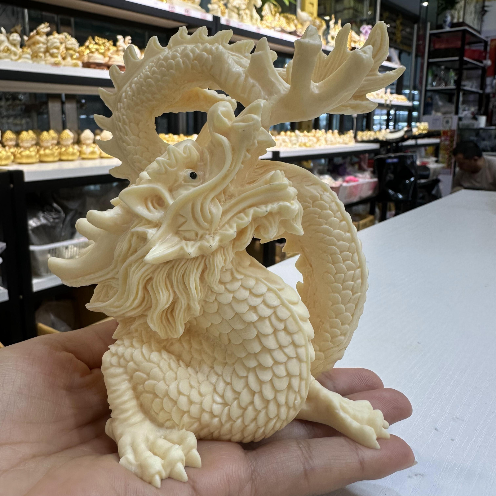natural Genuine Taguo handmade engrave dragon skull healing decorate gift 1pc