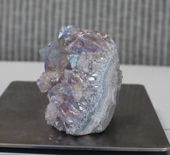 AURA COATED AMETHYST FREEFORM 1.98 INCHES TALL/ 169.3 GRAMS