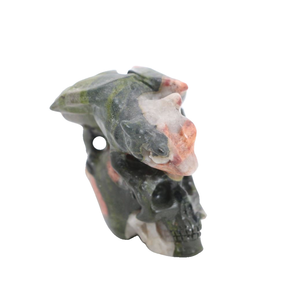 1.8″ PLUM FLOWER STONE Carved Dragon Crystal Skull Realistic Crystal Healing