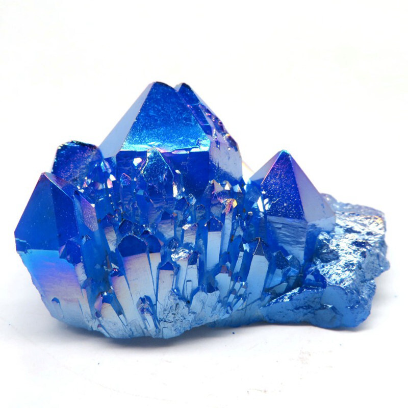 120g Natural Aura Blue Titanium Quartz Crystal Cluster VUG Specimen Rock Healing