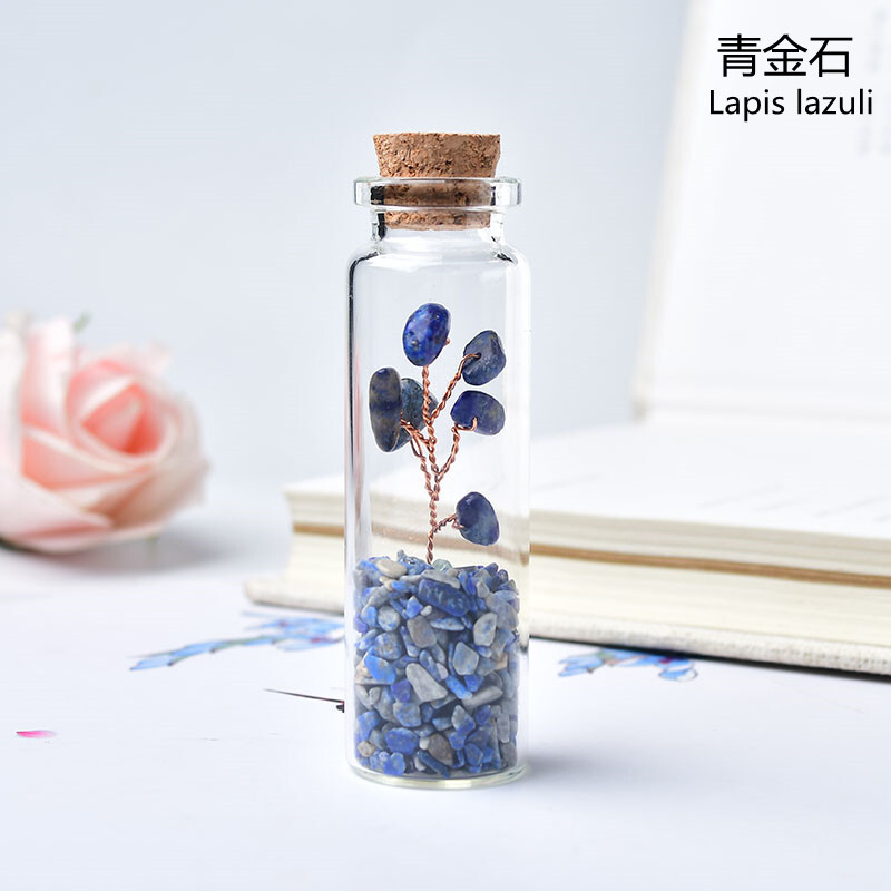 Chakra Wishing Bottle Set with Crystal Tree Drift Bottle Raw Stone Chips amulet