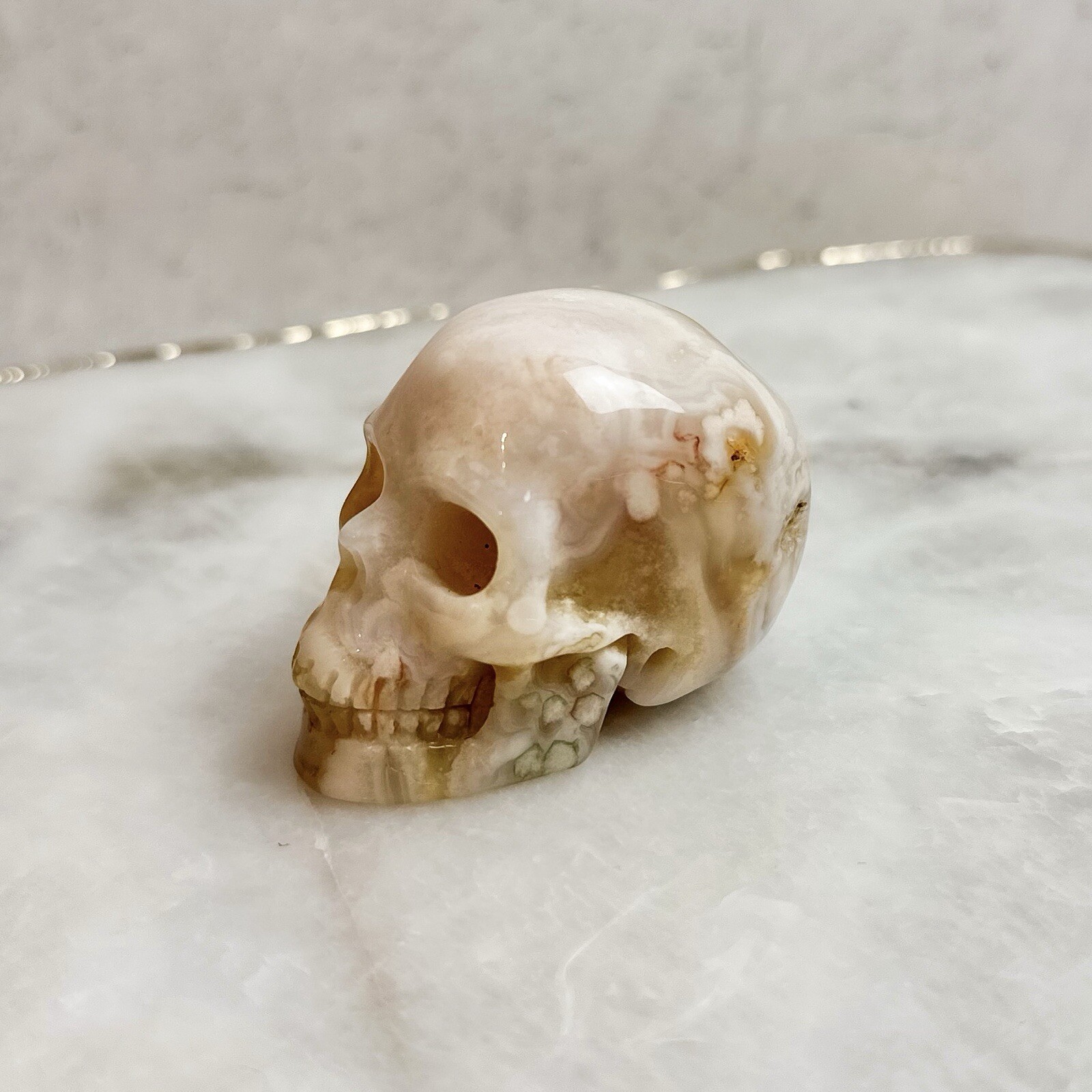 Flower Agate Realistic 2 Inch Skull