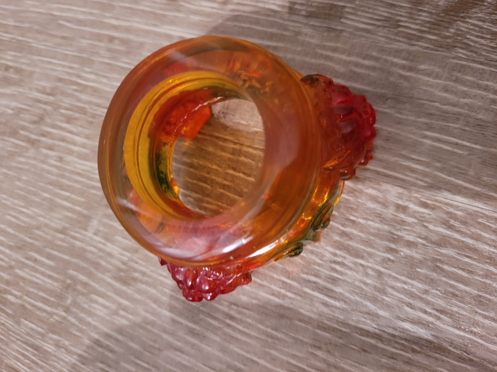 Amlong Crystal Amber 3 in. (80mm) Crystal Ball with Rainbow Lion Stand