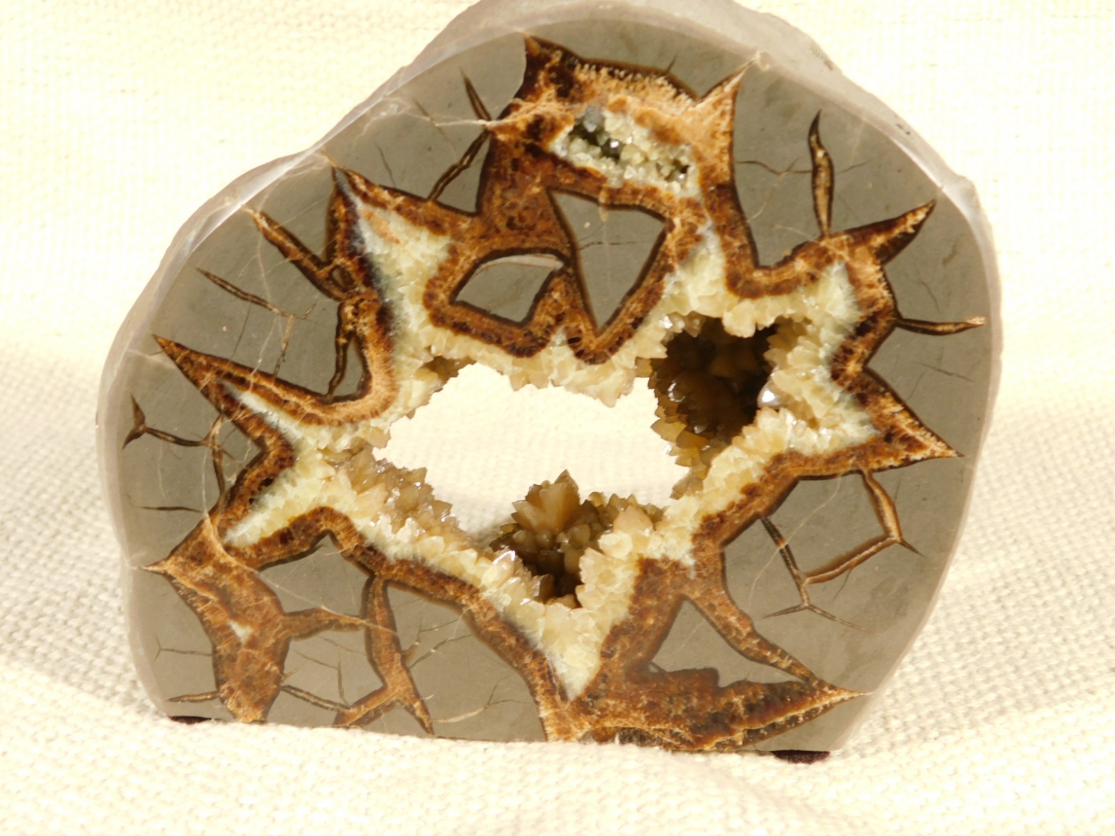 Big! Polished AAA Crystal Filled Hollow Septarian GEODE FREE Standing Utah 780gr