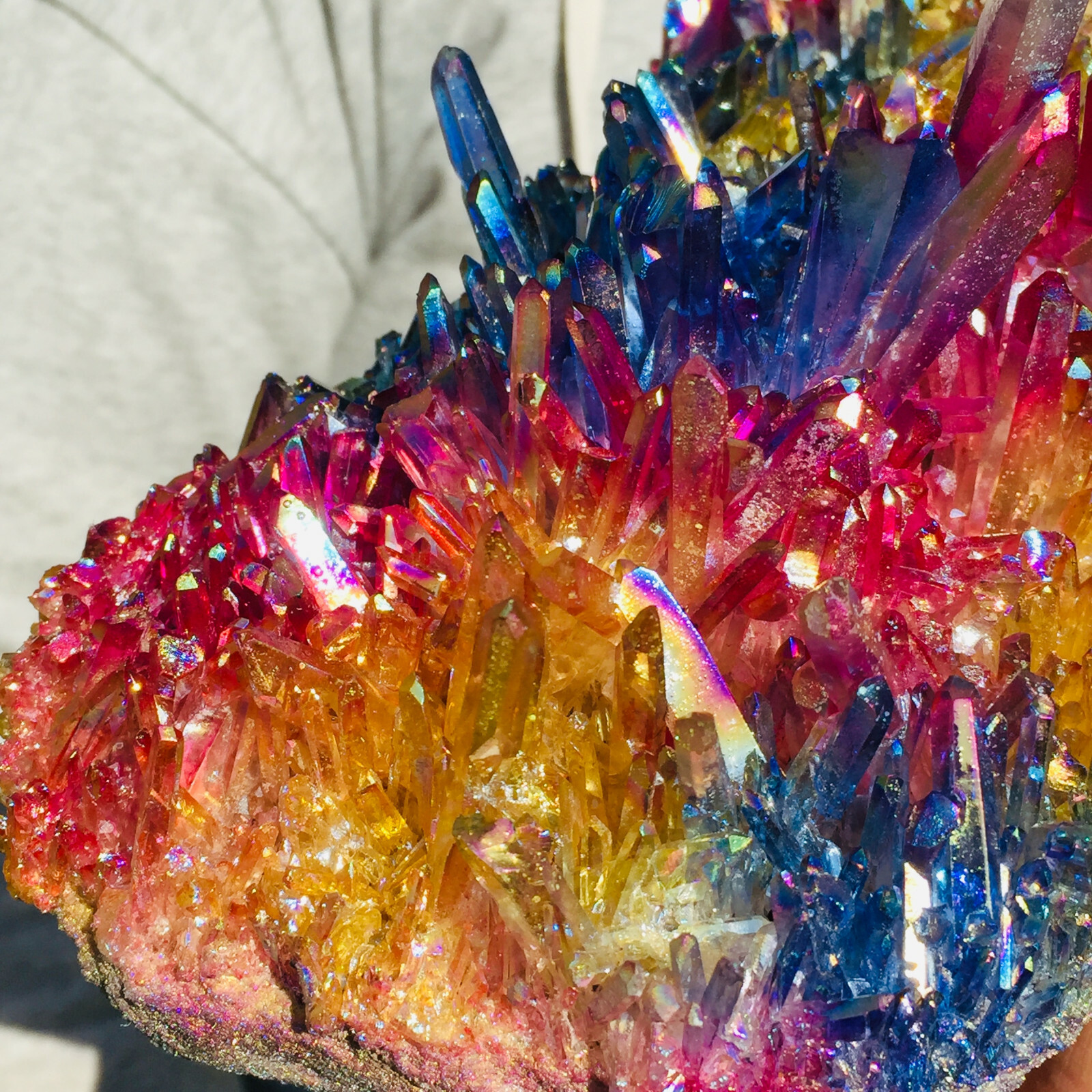 3155g Large Rainbow Aura Quartz Titanium Crystal Cluster Rough Specimen Healing