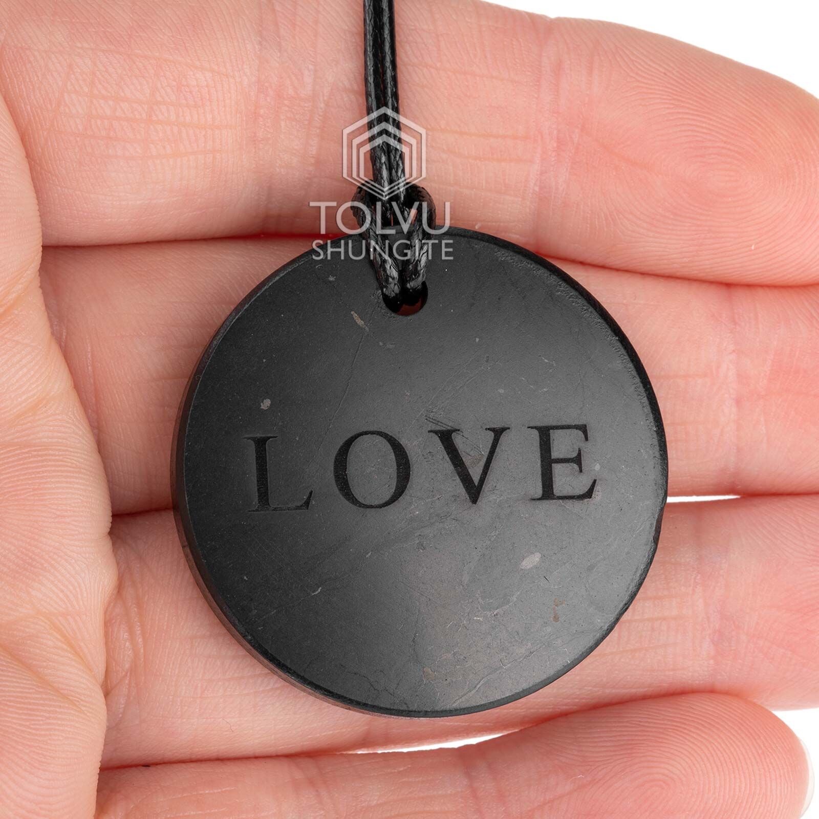 Real Shungite pendant “Love” Natural Karelian black shungite mineral, C60 Tolvu