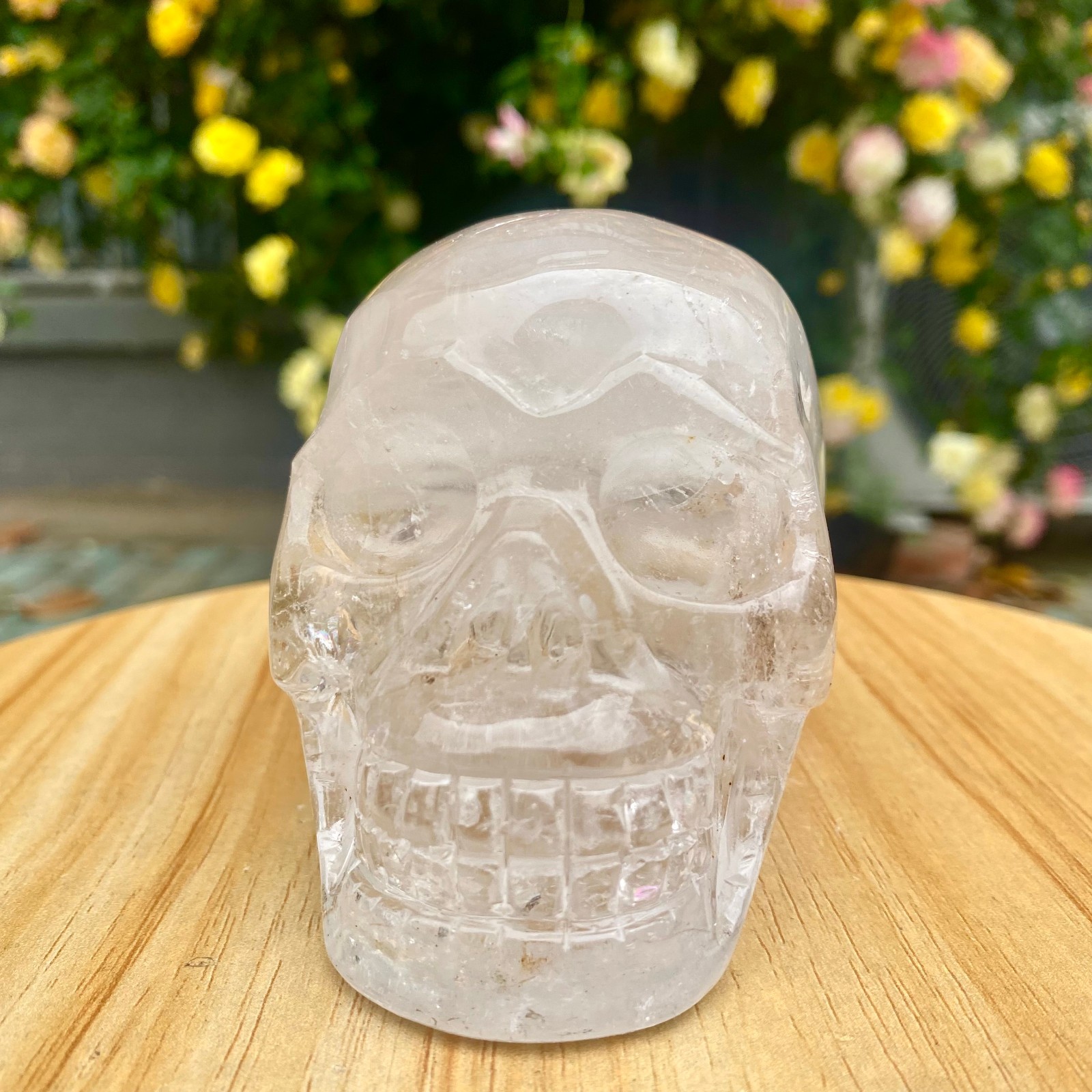 1.77LB TOP! White melting quartz hand carved crystal skull gem reiki healing