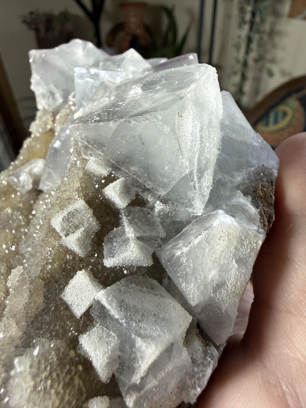 Sky Blue Cubic Fluorite on Smoky Quartz Crystal – 3.86lbs