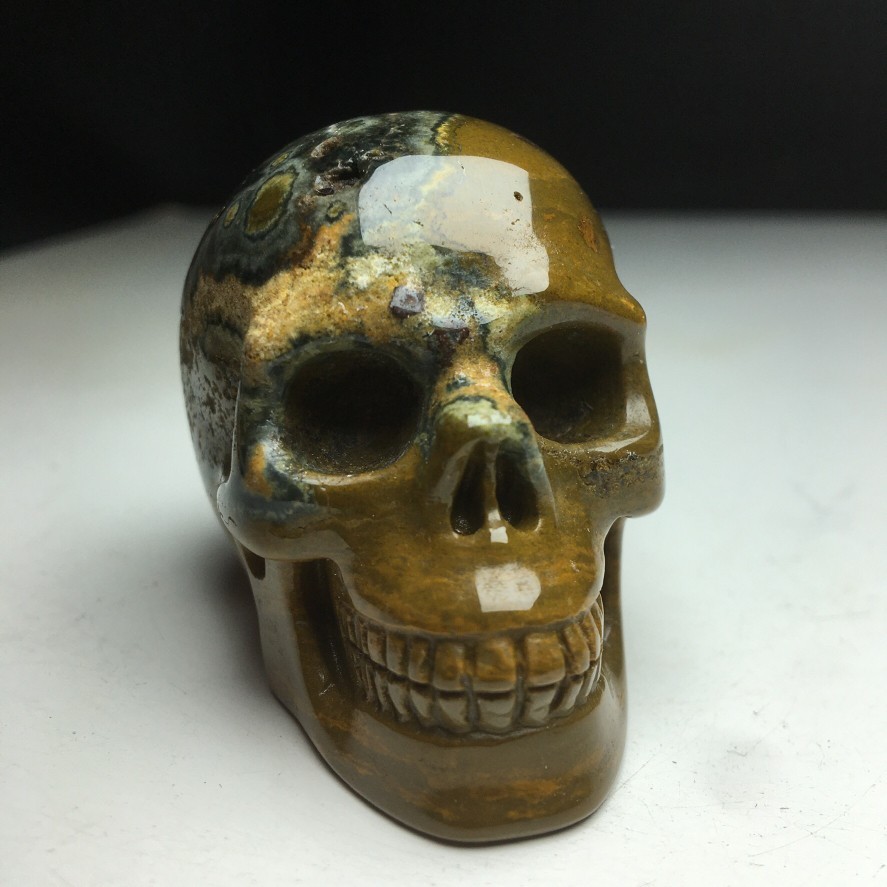 2.0″Natural Crystal Mineral Specimen.Ocean Jasper.Hand-carved SKULL.Statue.CH