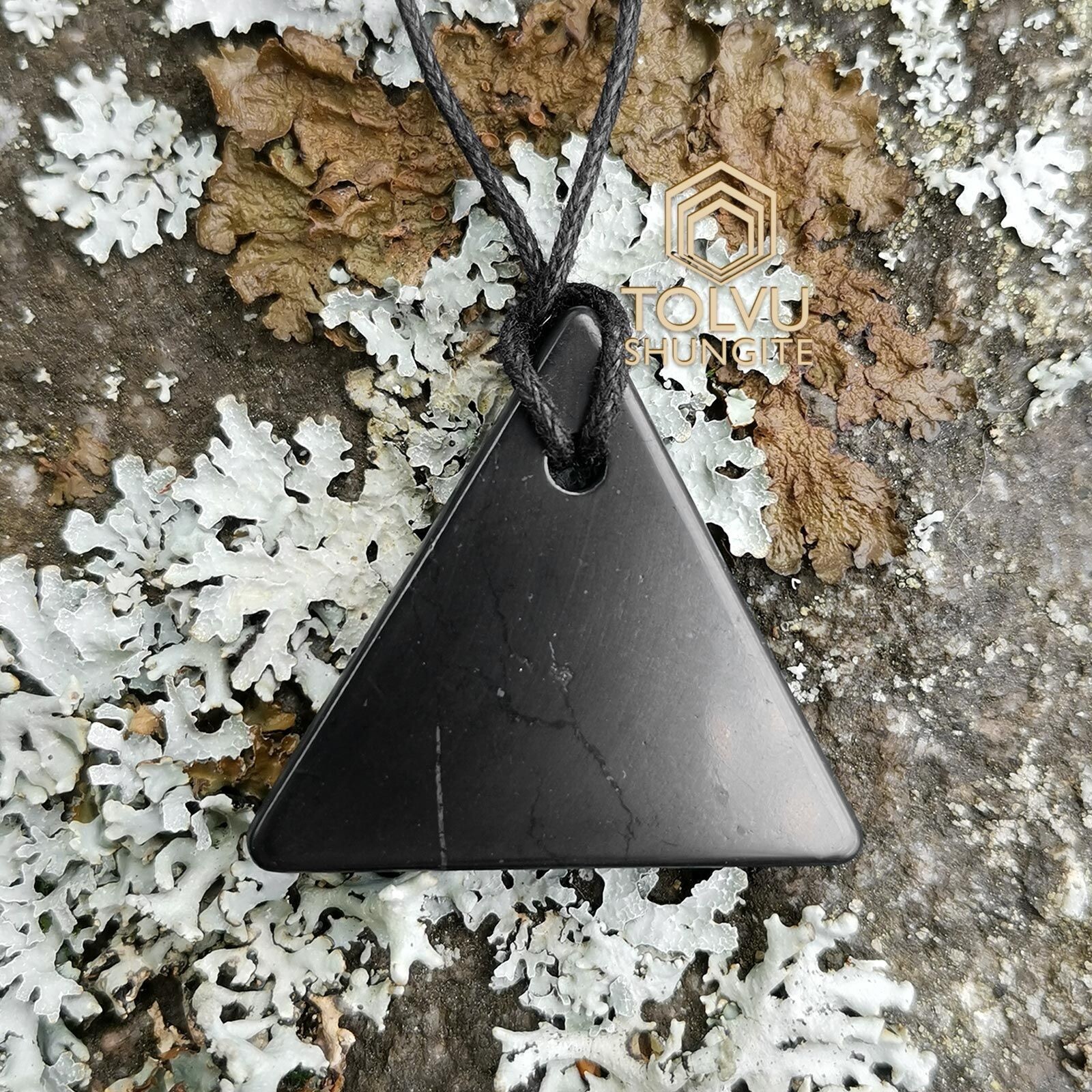 Russian Shungite pendant “Peaceful” made of real shungite stone Karelia, Tolvu
