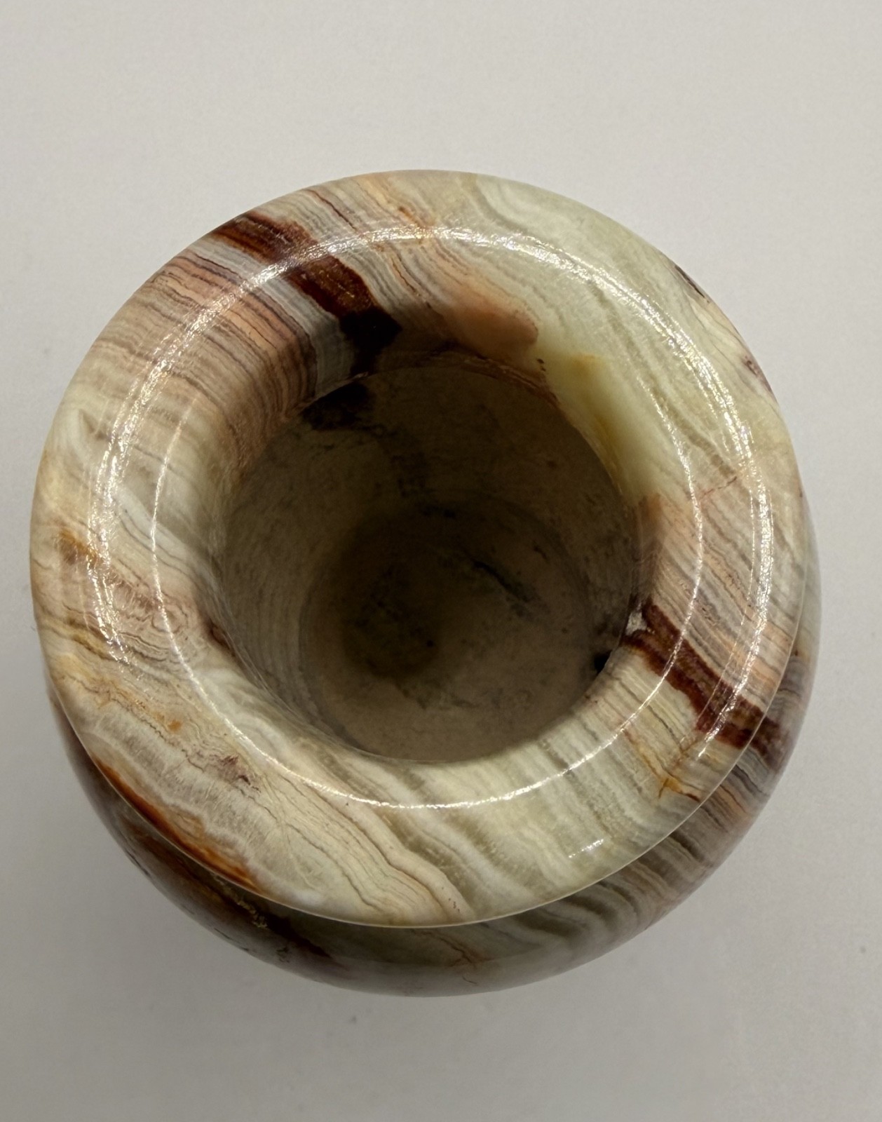 Banded Onyx Vase Pen Holder 3″ – Grounding Stone Desk Decor