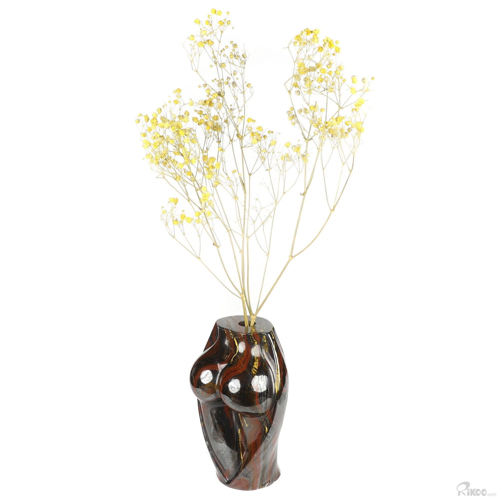 6.3″ Colorful Tiger Iron Eye Hand Carved Crystal Vase Sculpture, Crystal Healing