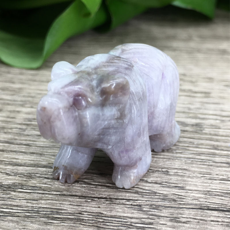 Natural Dreamy Amethyst Quartz Crystal Carved Polar Bear Healing Animal Statue
