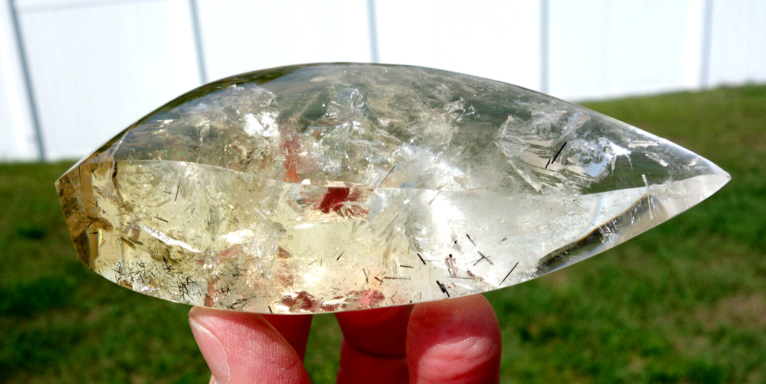 Brazil CITRINE Quartz Crystal FLAME Point with Rutiles BRAND NEW Old Stock
