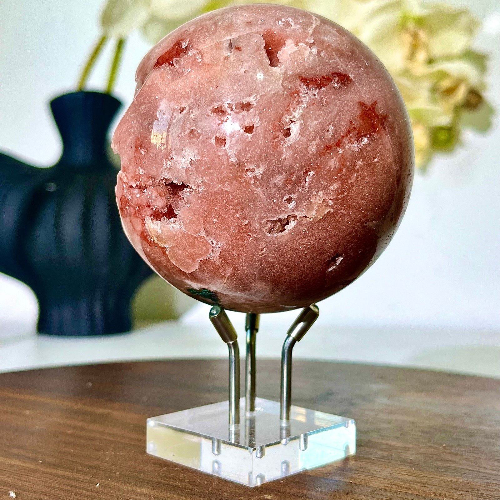 1.36LB Natural Purple Pink Crystal Advanced Cave Spherical Spiritual Decoration