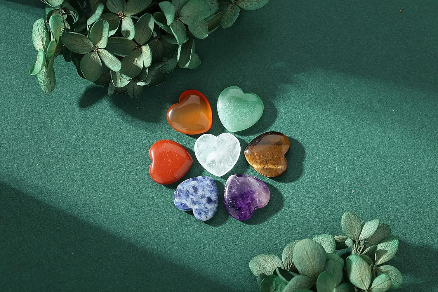 Natural Healing Heart Crystals – 7 Chakra Gemstones Gift Set for Wellness & Love