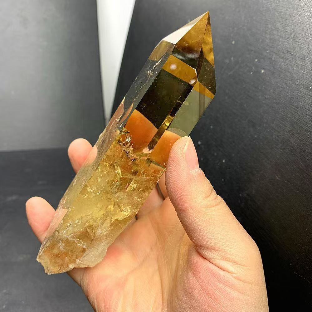 1.32LB Natural Citrine Quartz Obelisk Energy Crystal Tower Point Reiki+Stand