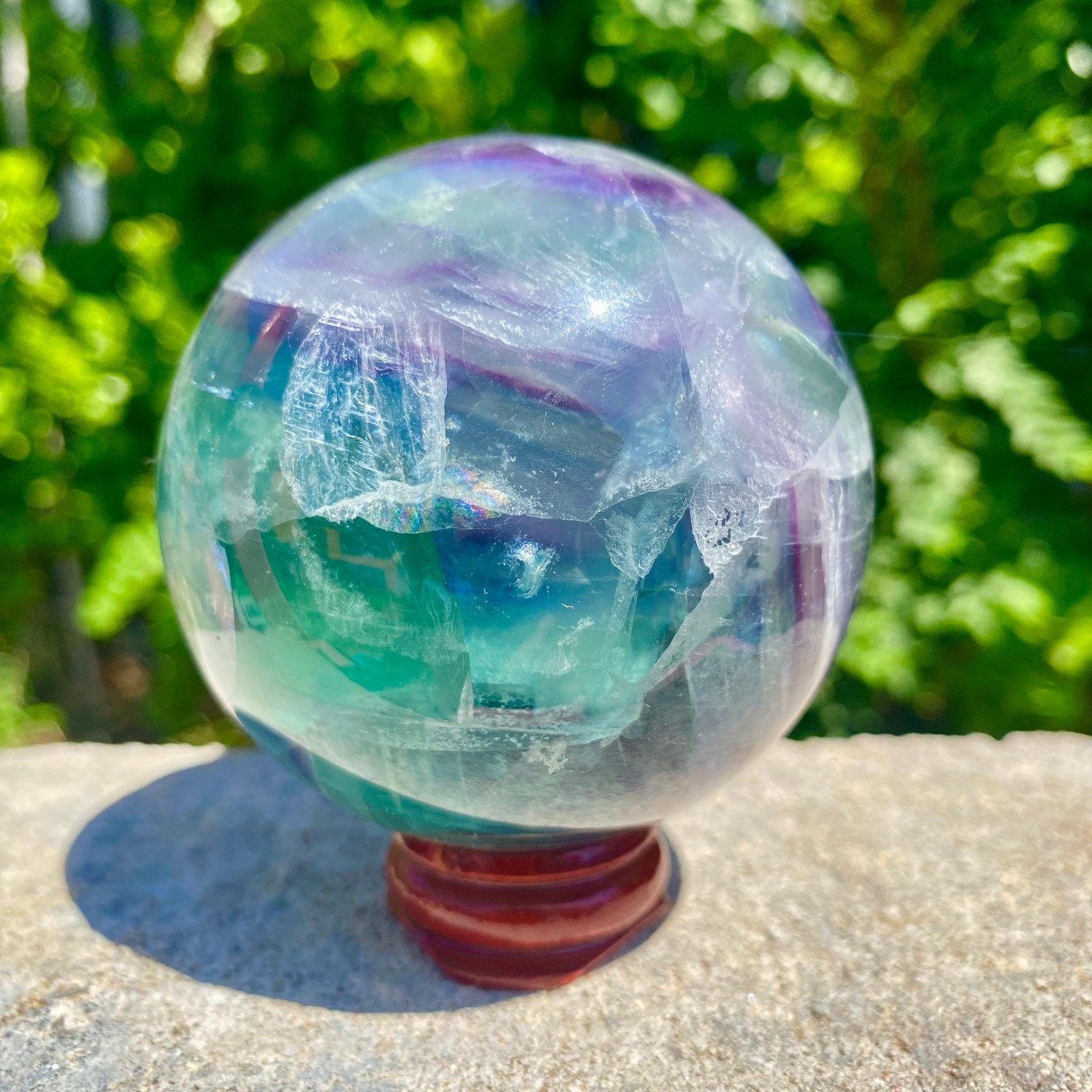 1.24LB natural Green fluorite ball quartz crystal Sphere Reiki energy healing