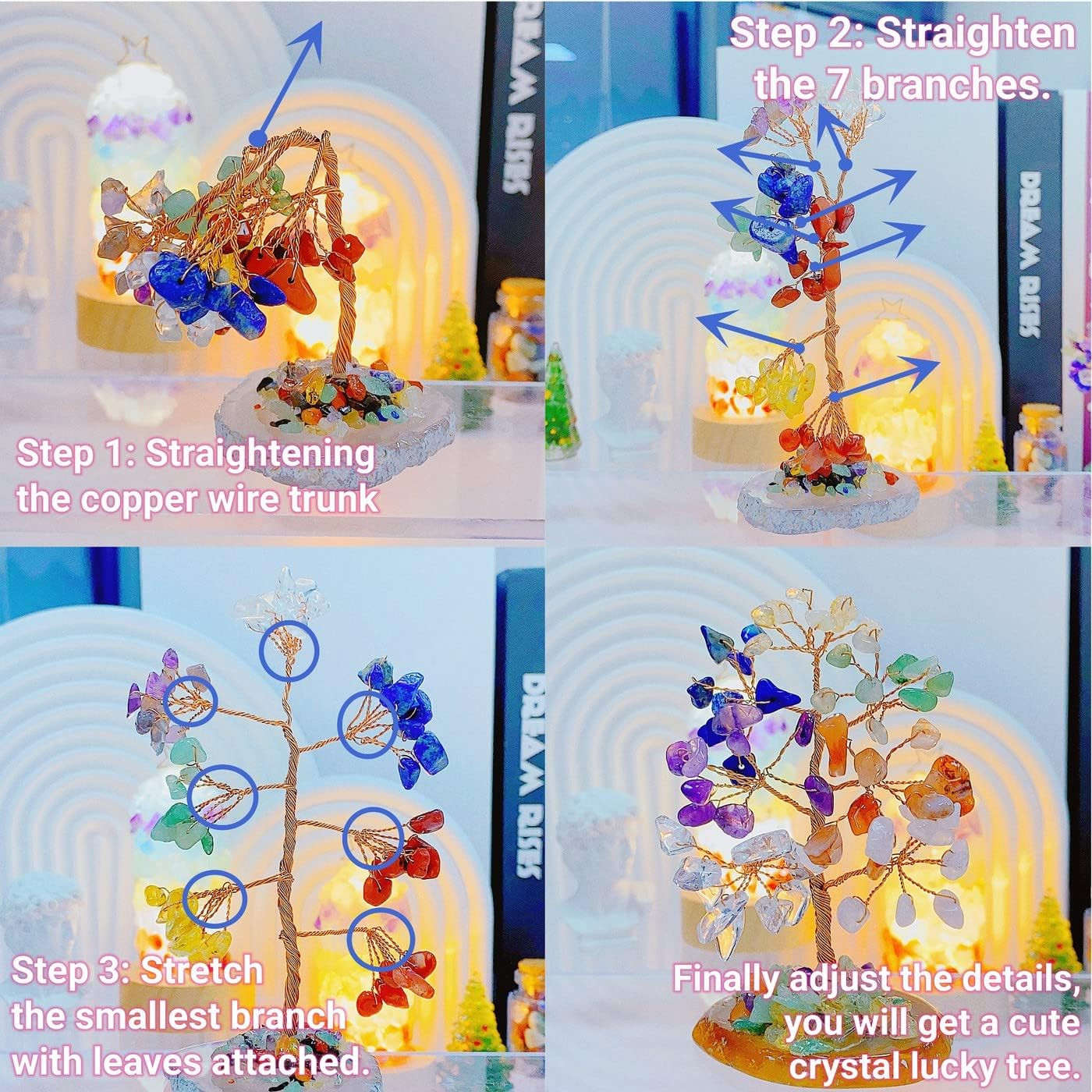 Chakra Tree Natural Crystal Tree of Life Money for Desk Decor 7 Chakra Stone for