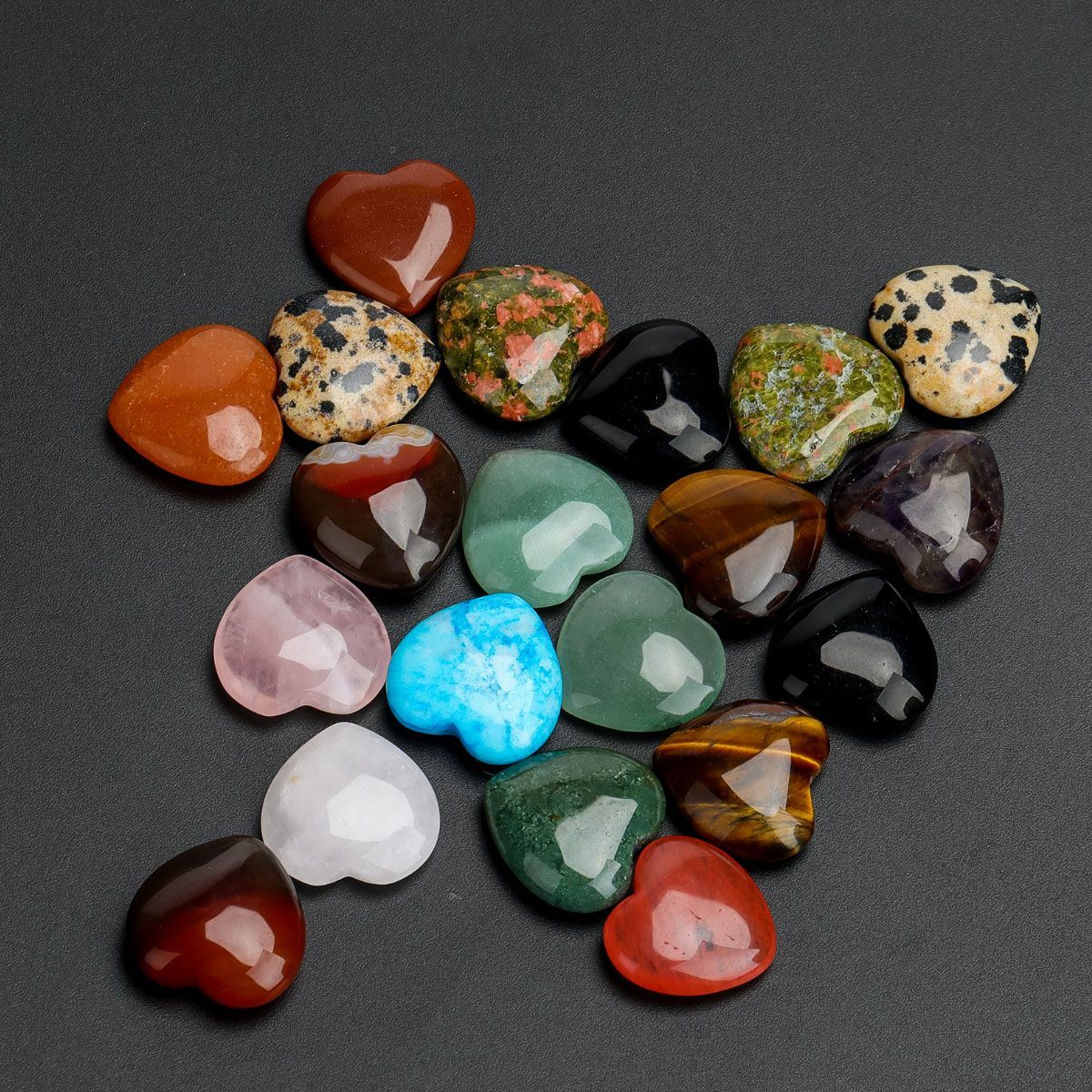 10/30PCS Natural Crystal Quartz Carved Heart Stars Shaped Healing Love Gemstone