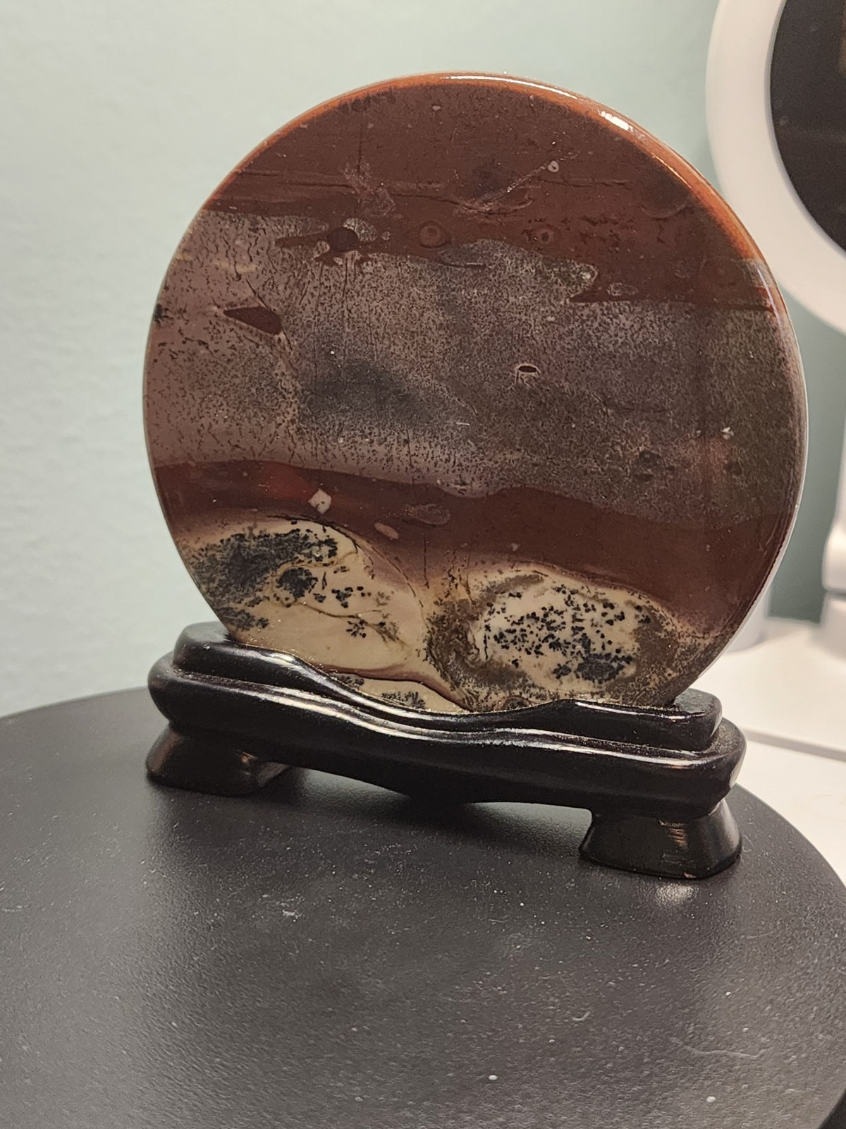 Picture Jasper Crystal Round Display Specimen with Stand 3.8″ height 3.6″ length
