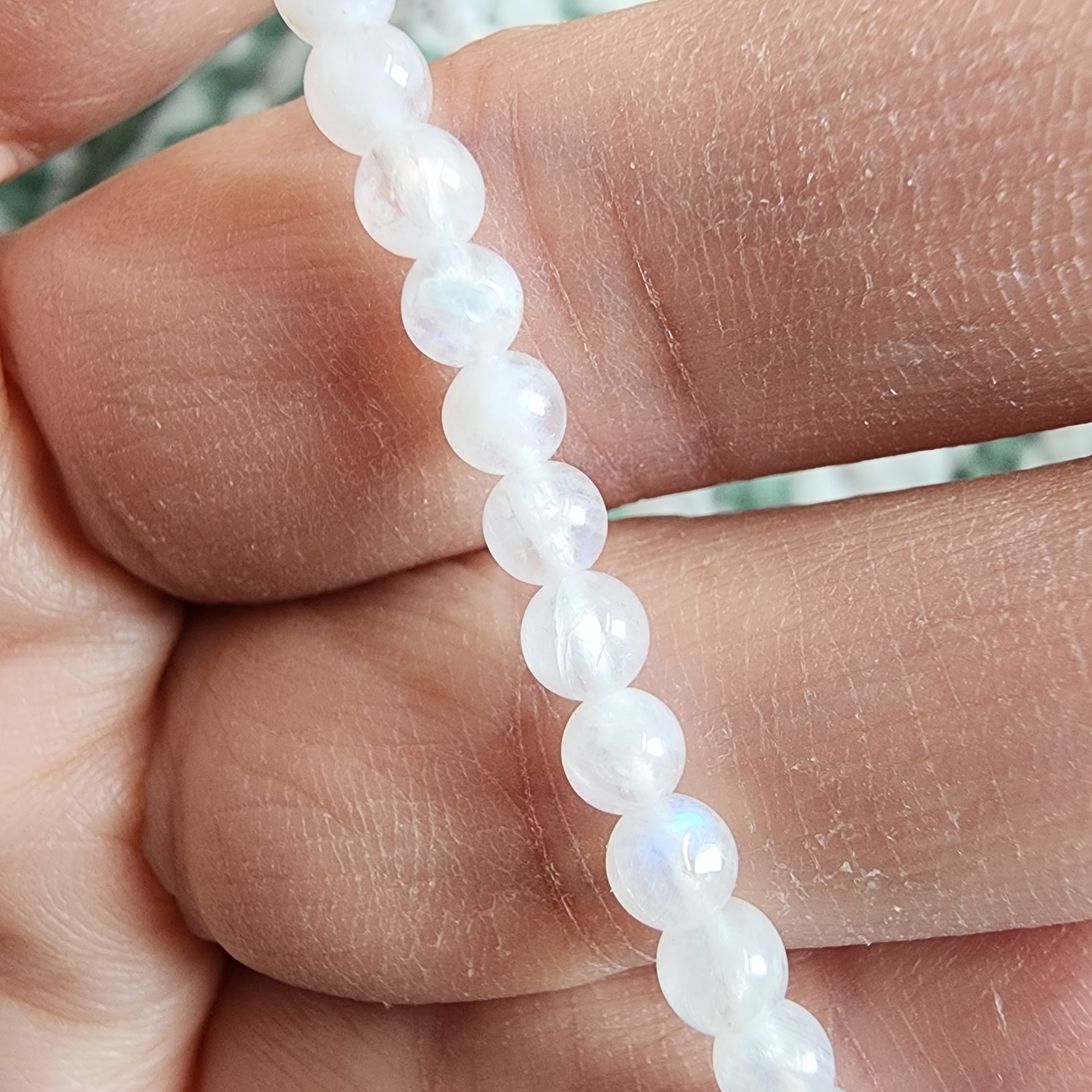 Natural 4mm Blue Moonstone Stretch Bracelet Crystal Beads w Clasp