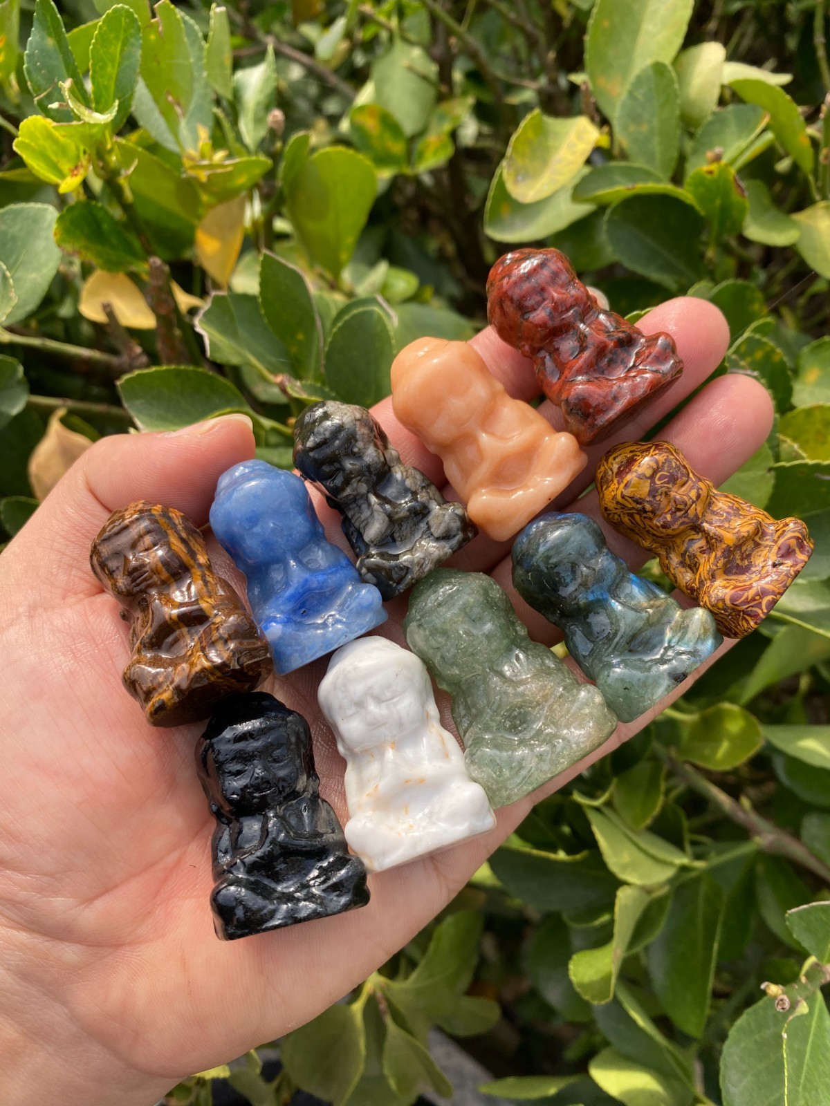 5pcs Natural Mixed Quartz Hand carved crystal Buddha skull reiki healing gift