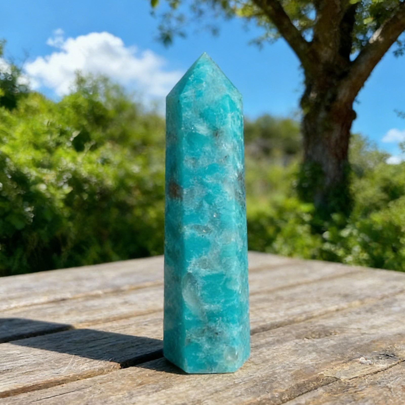 Natural Amazonite Gemstone Crystal Tower Obelisk Reiki Healing Home Decor Gift