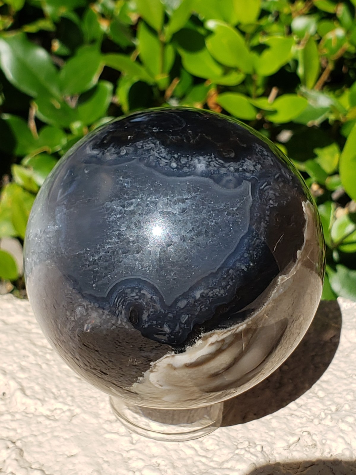 2.63″ Volcano Agate Quartz Crystal Sphere Ball Orb Stunning Green UV, 400g