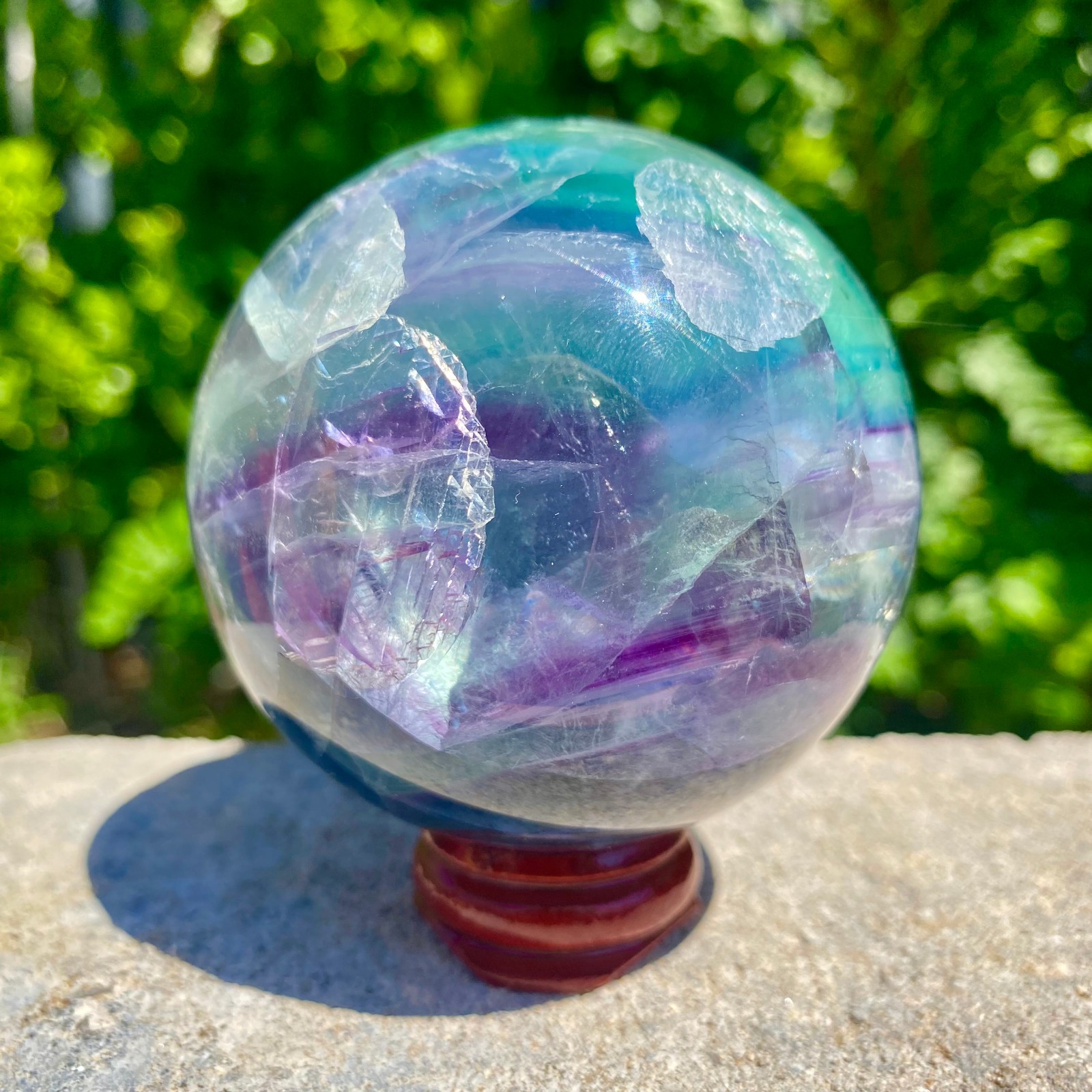 1.24LB natural Green fluorite ball quartz crystal Sphere Reiki energy healing