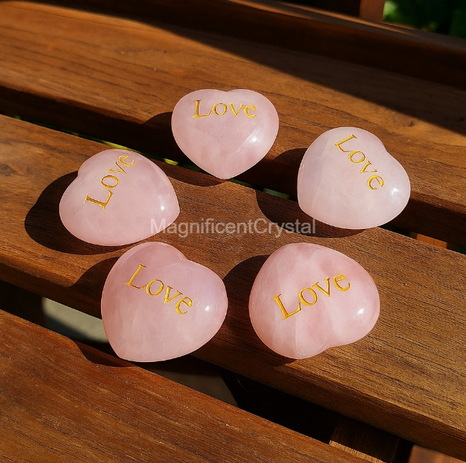 5PCS Pink Heart Love Stone Rose Quartz Crystal Birthday Gifts Healing Home Decor