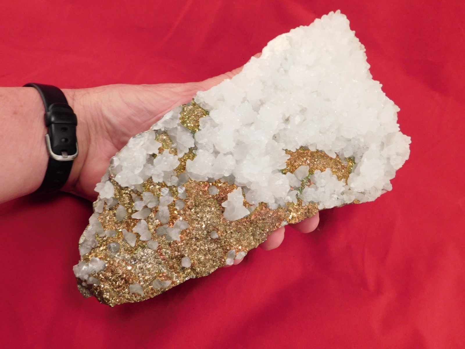 BIG! MARCASITE Crystal Cluster with Fluorescent Calcite Crystals Mexico 2464gr