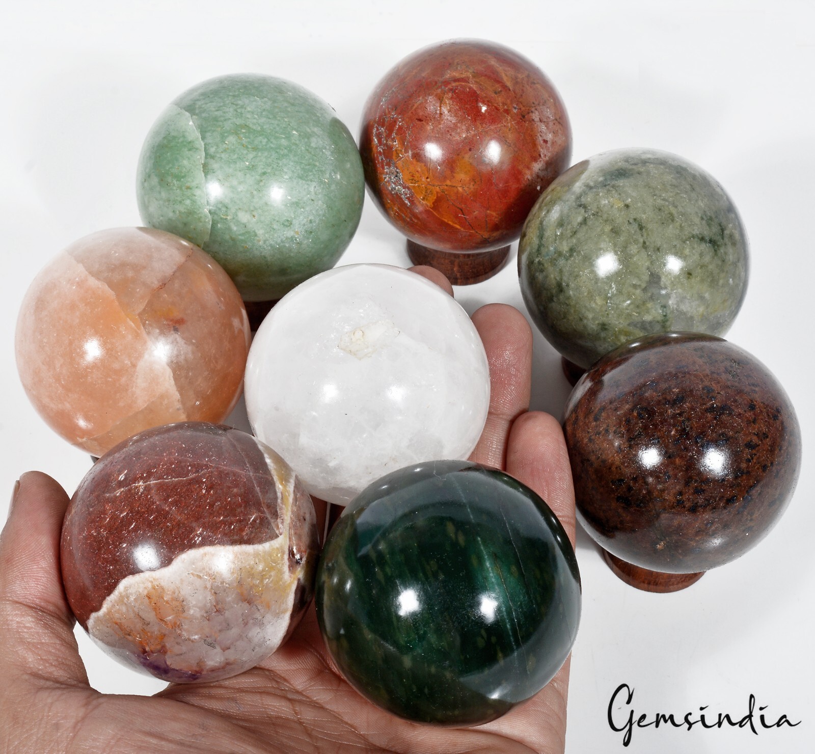 1.8 Kg/8 Pcs Natural Multi Gems Crystal Healing Mineral Sphere/Meditation Balls
