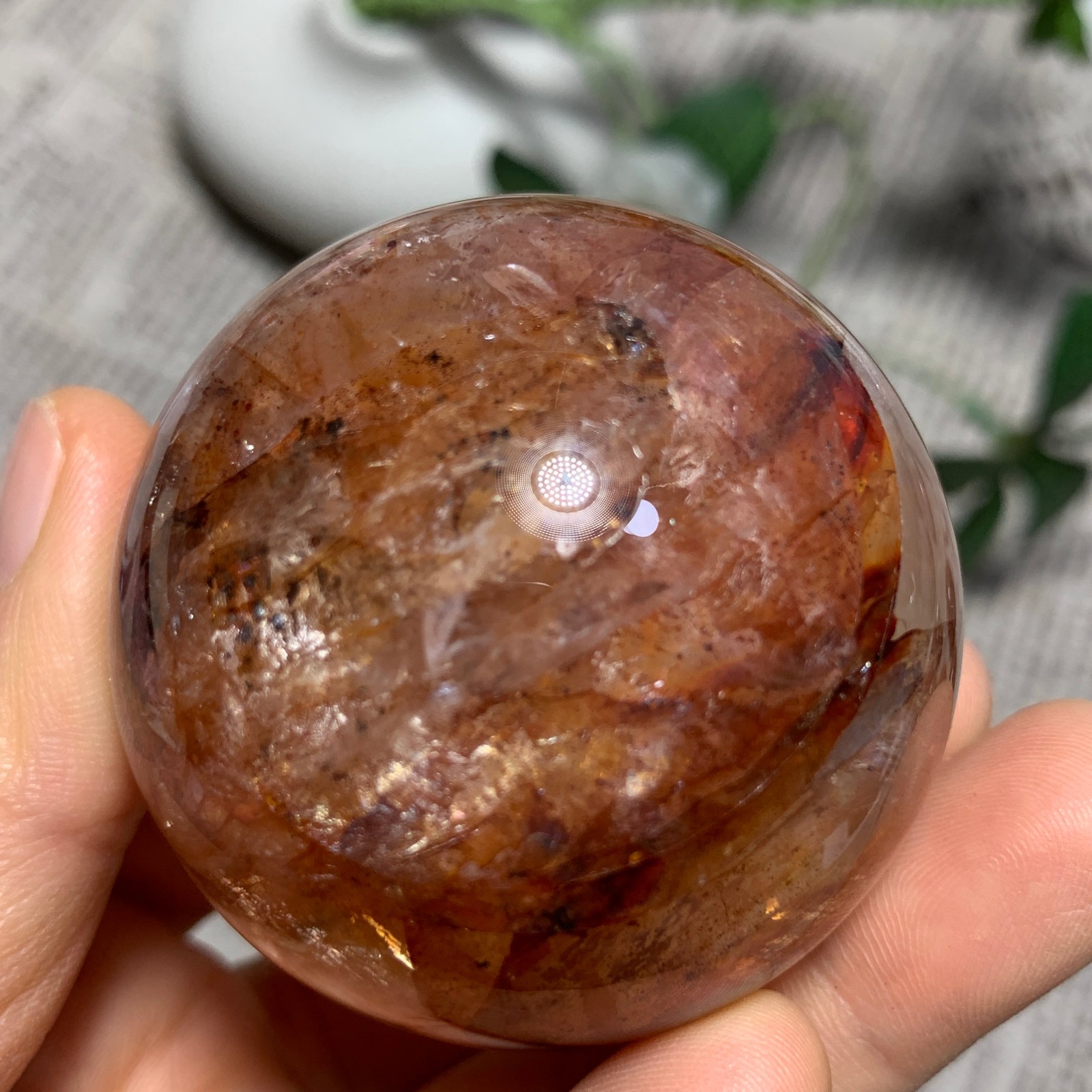216G Natural Red Gum Flower Ball Crystal Sphere Specimen Energy Healing Reiki