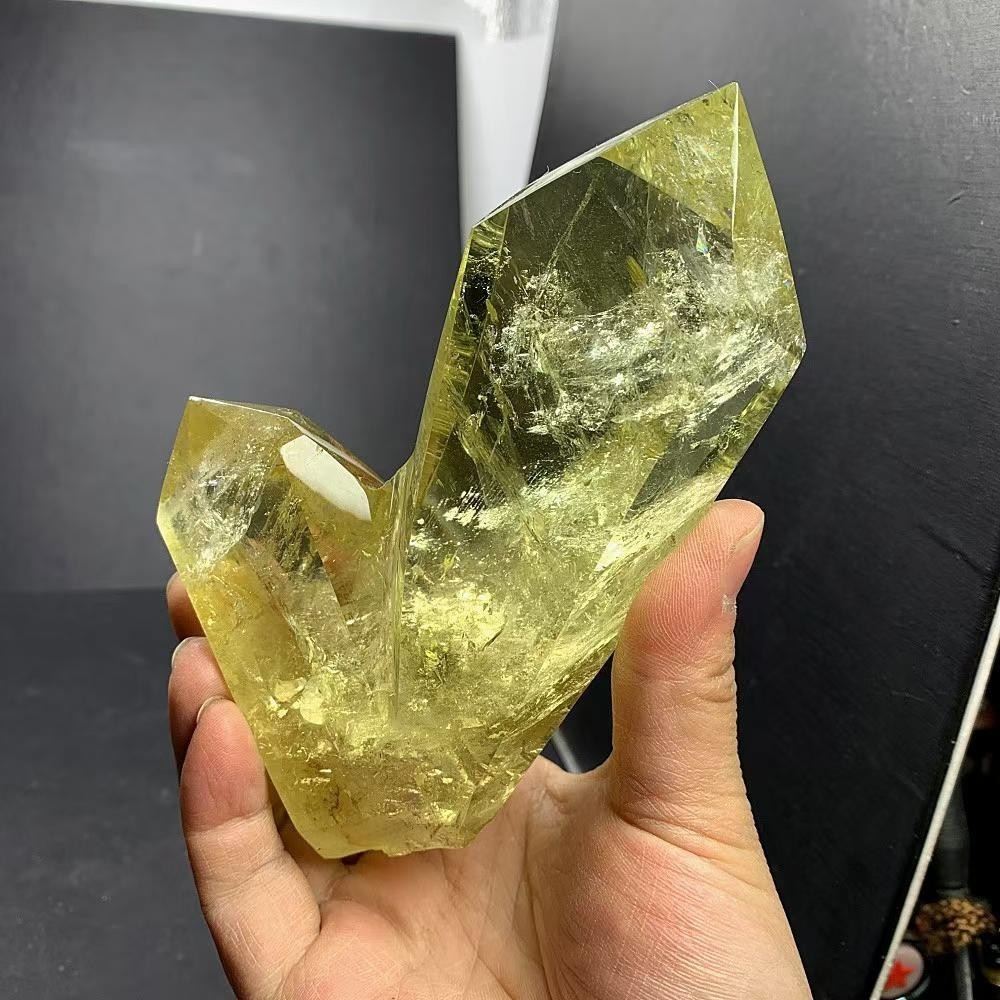 1.41LB Natural Citrine Quartz Obelisk Energy Crystal Tower Point Reiki +Stand