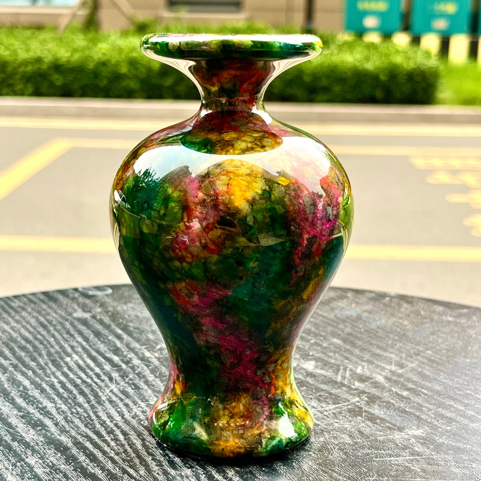 1.94LB Natural “Seven Colors Jade” vase specimen -Taiwan China