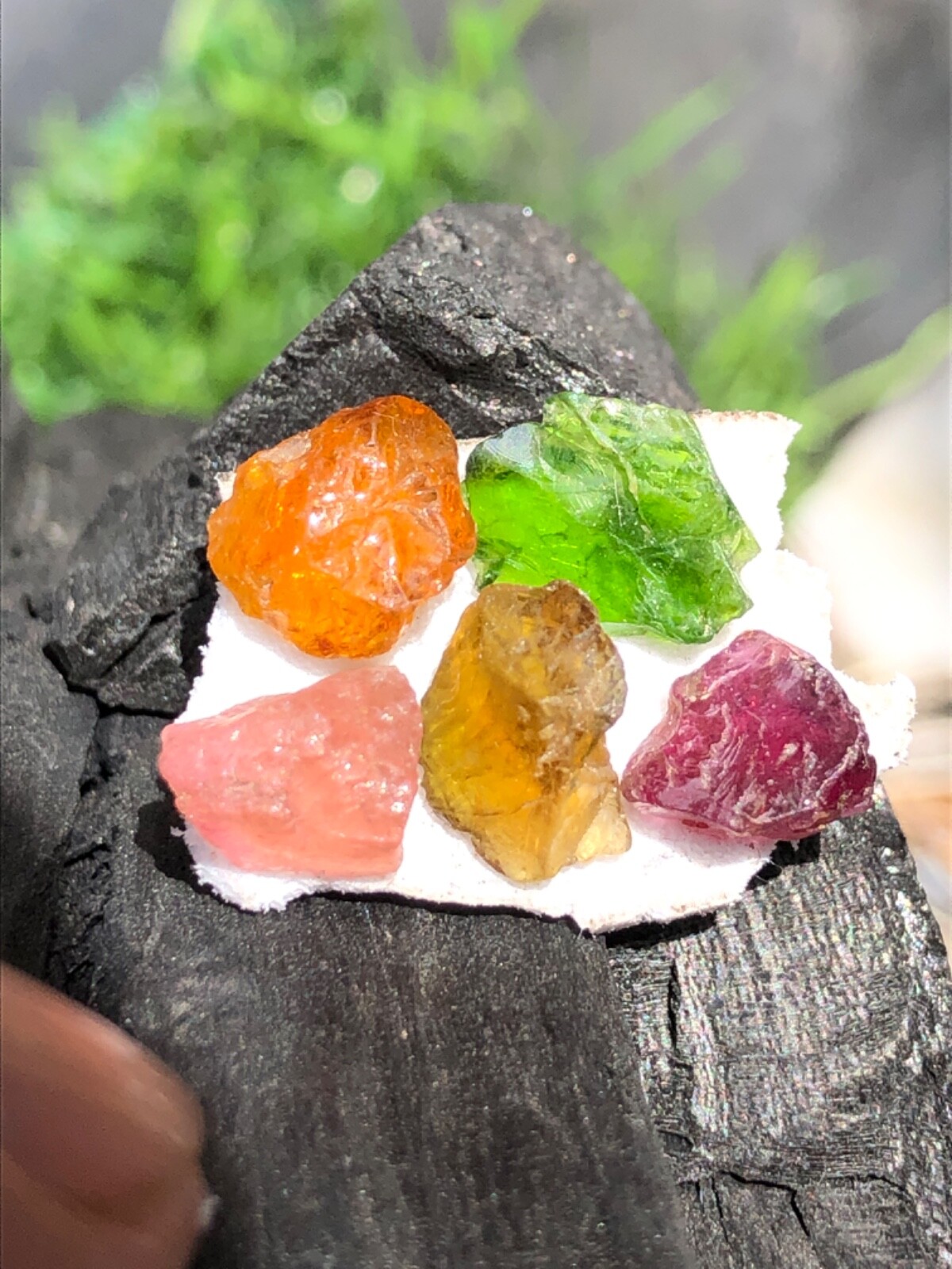 Tourmaline Rough Green Yellow Pink Purple Orange Color 5 Pieces 7 MM To 10 MM.