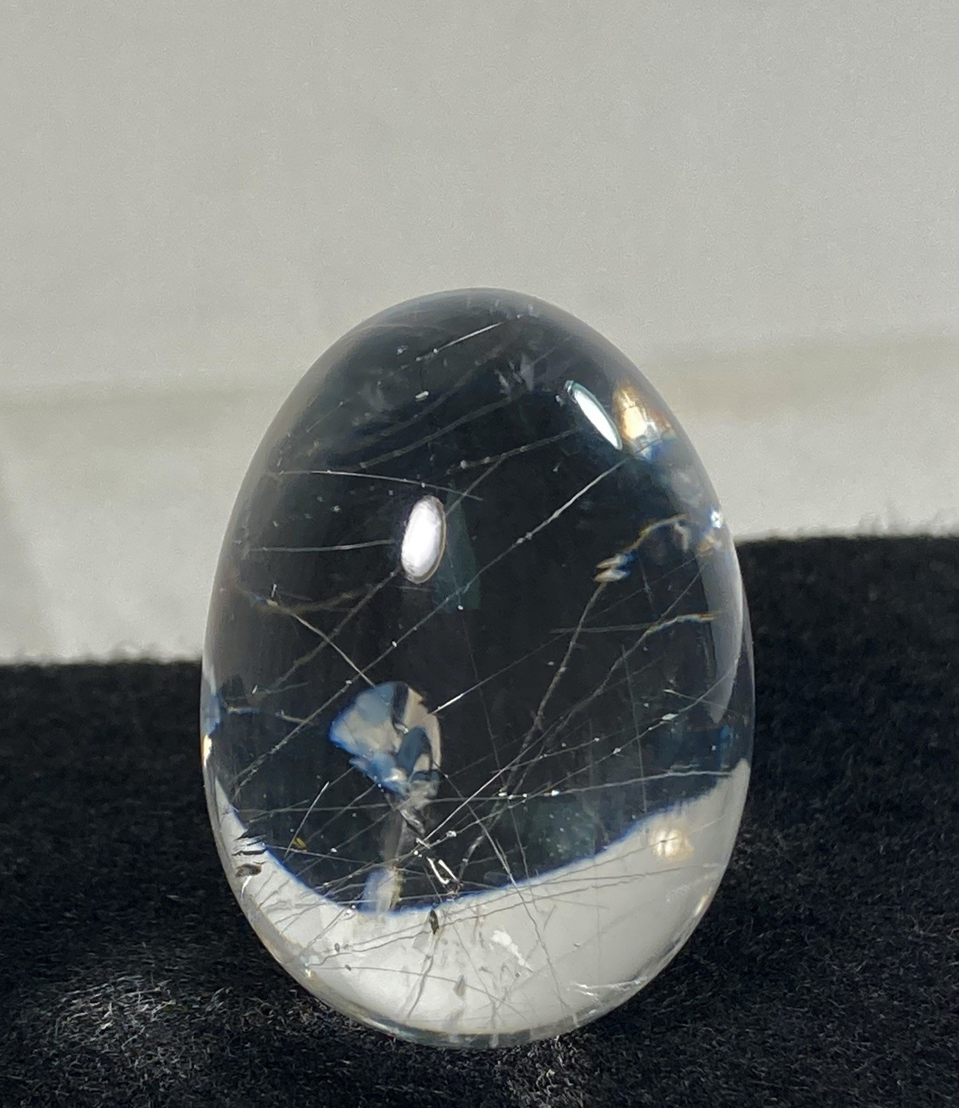 Rutilated Quartz natural fine Egg clear 33 grams 1.5”across hairy mineral