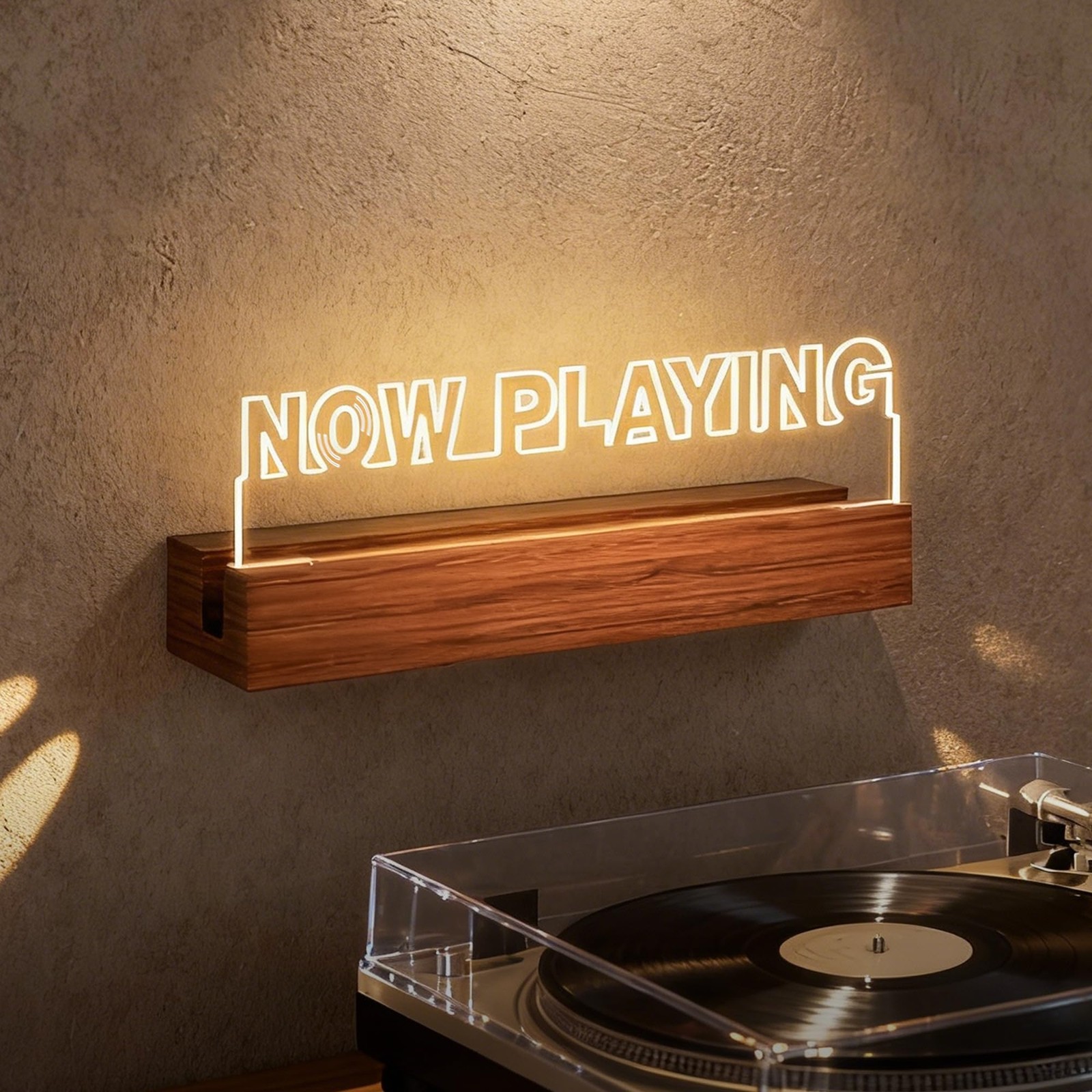 Wall Mount Vinyl Record Stand with 6.6ft Clear Cord & Adjustable Light, 5mm A…