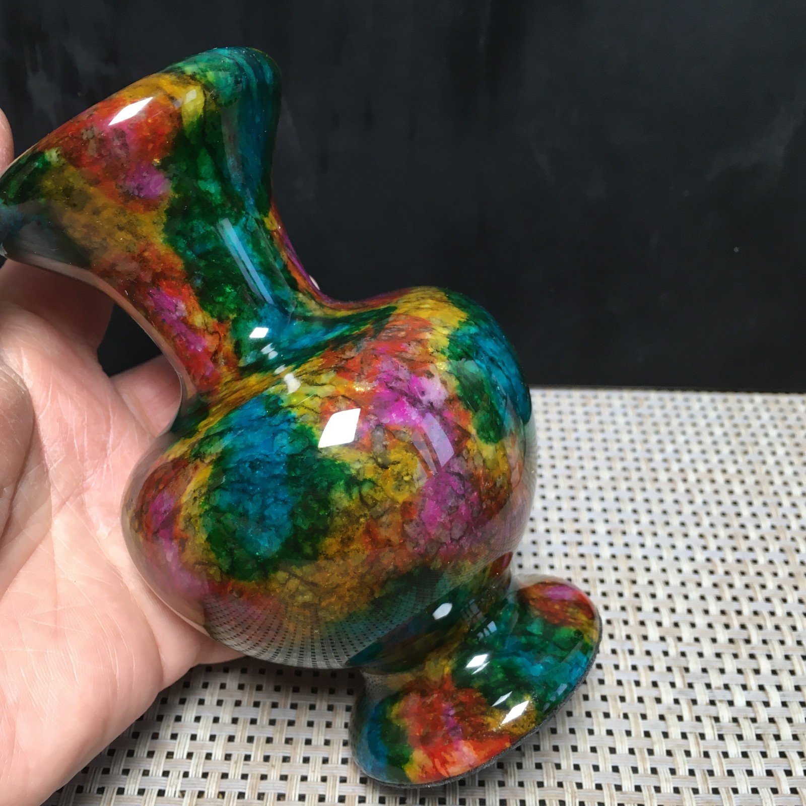 873g Natural “Seven Colors Jade” vase specimen -Taiwan China 01