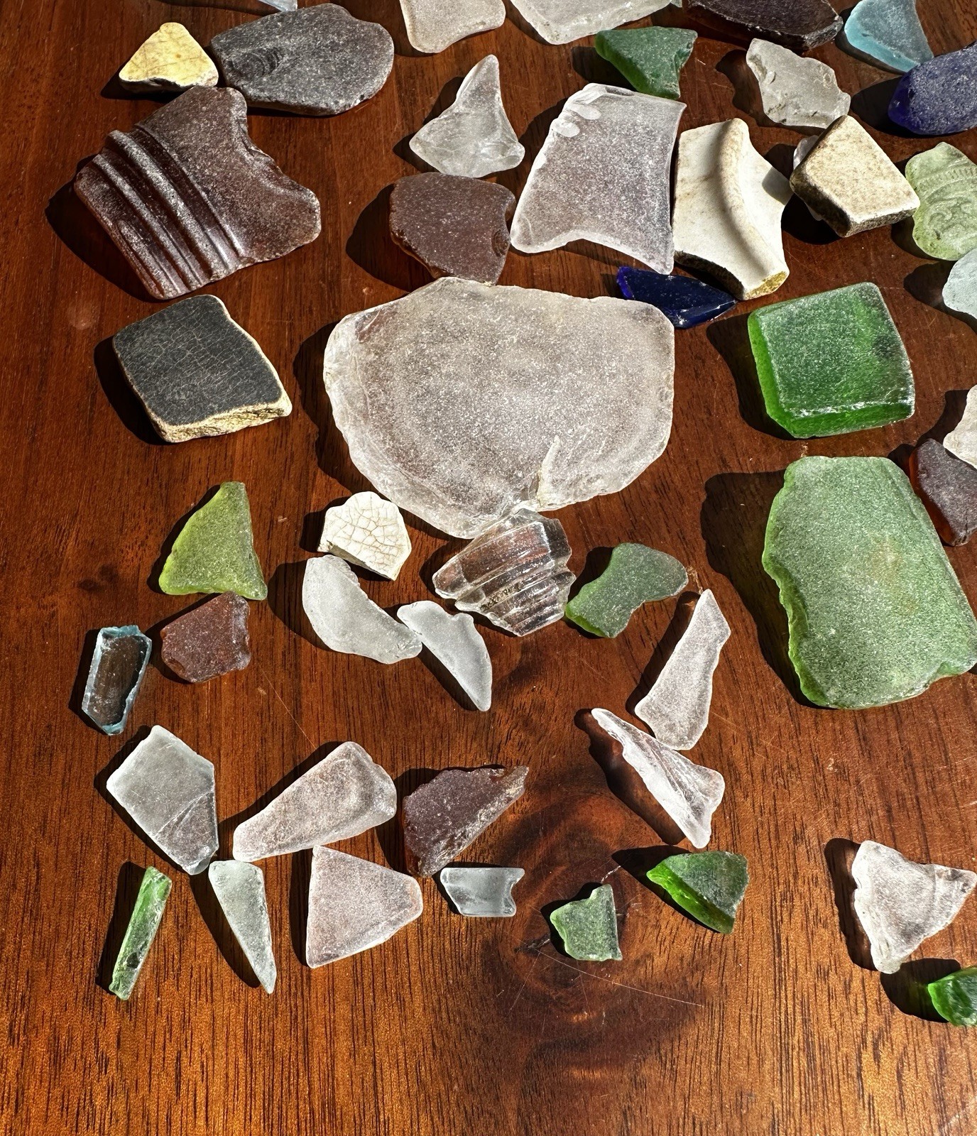 1 Plus Pounds of Natural Pa. River Glass- Green, Brown, Clear, White & Others