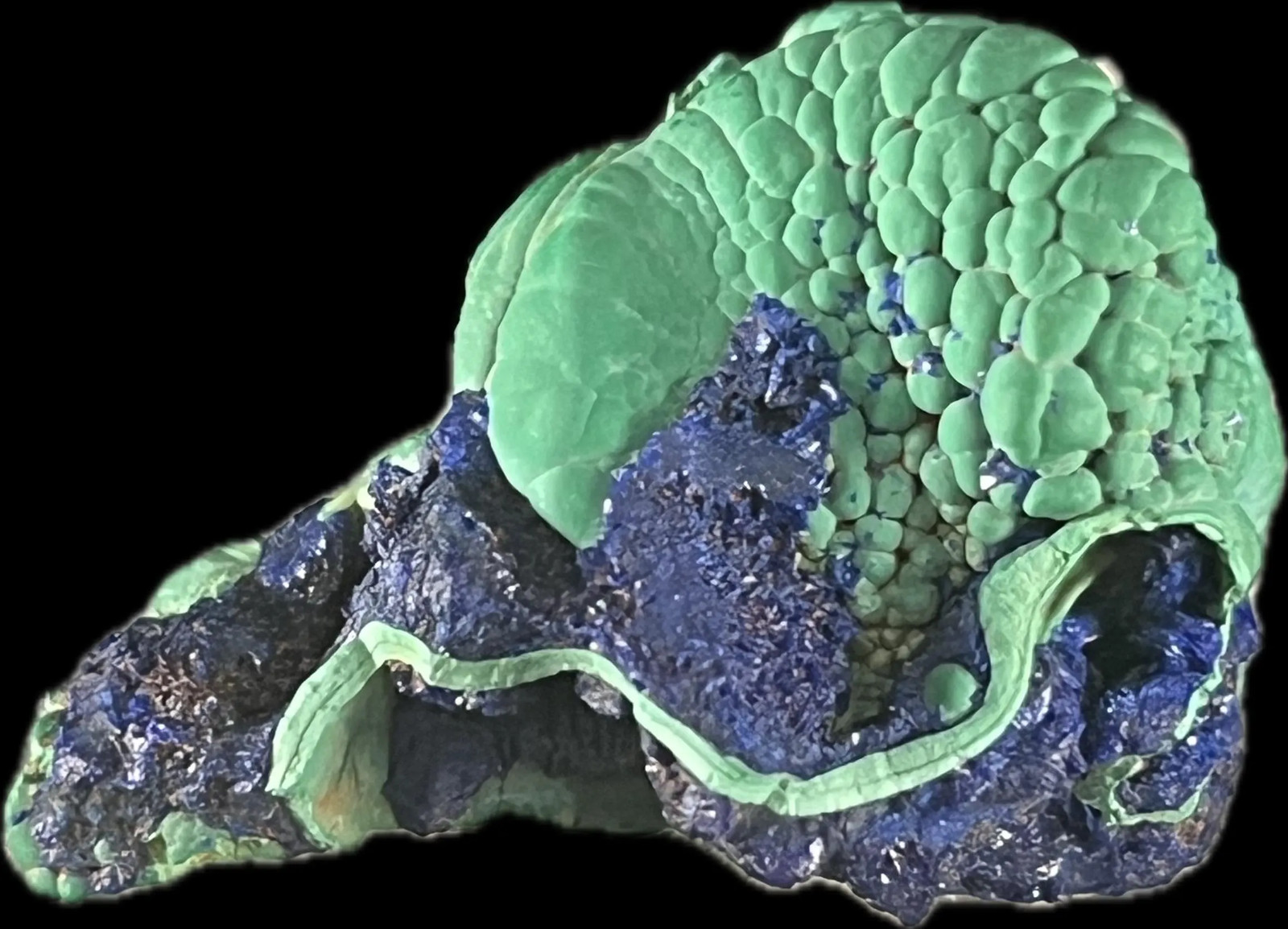 Malachite with Azurite thumbnail mineral specimen from Morenci, Arizona