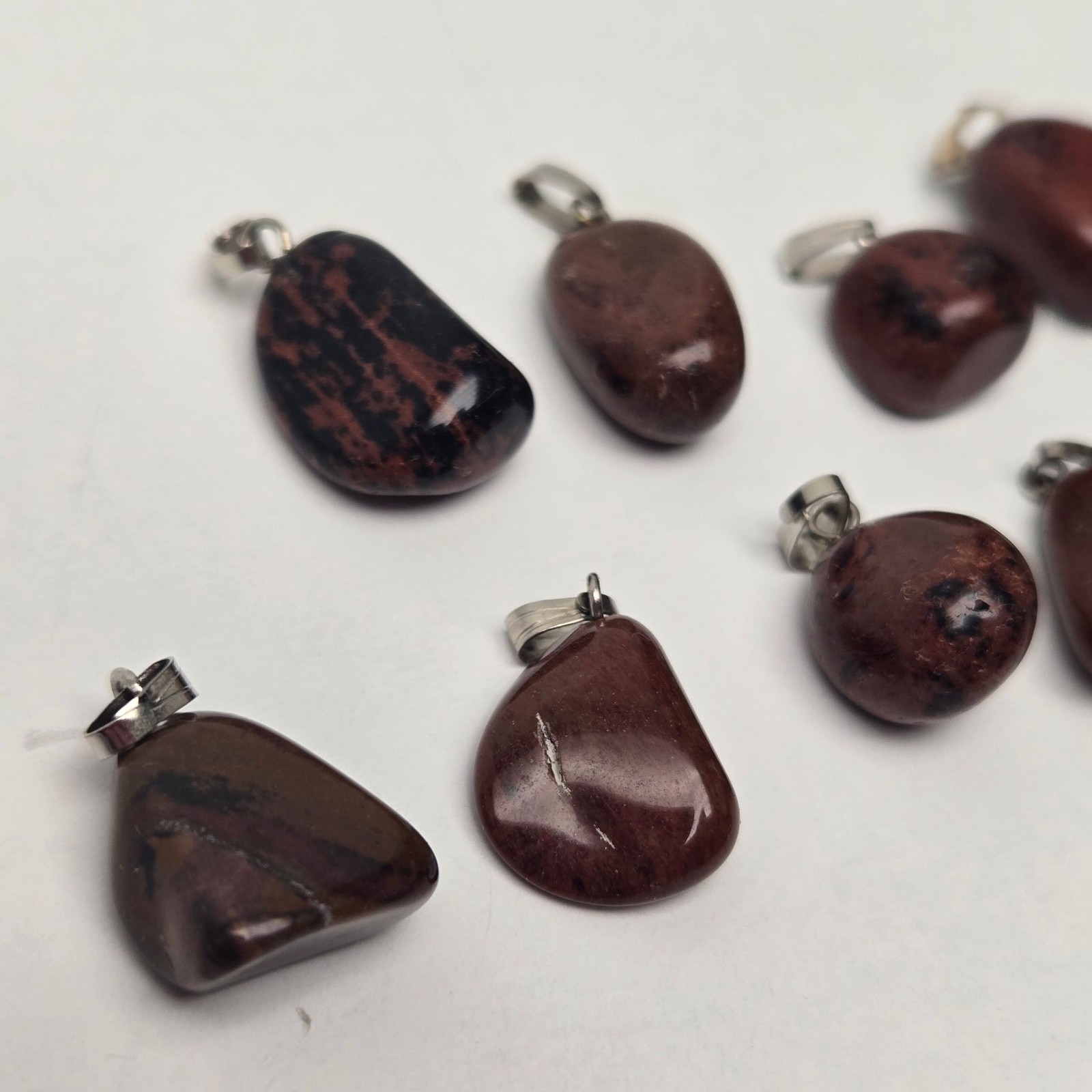 Lot 20 Mahogany Obsidian Tumbled Stone Pendants Natural Polished Rock Jewelry