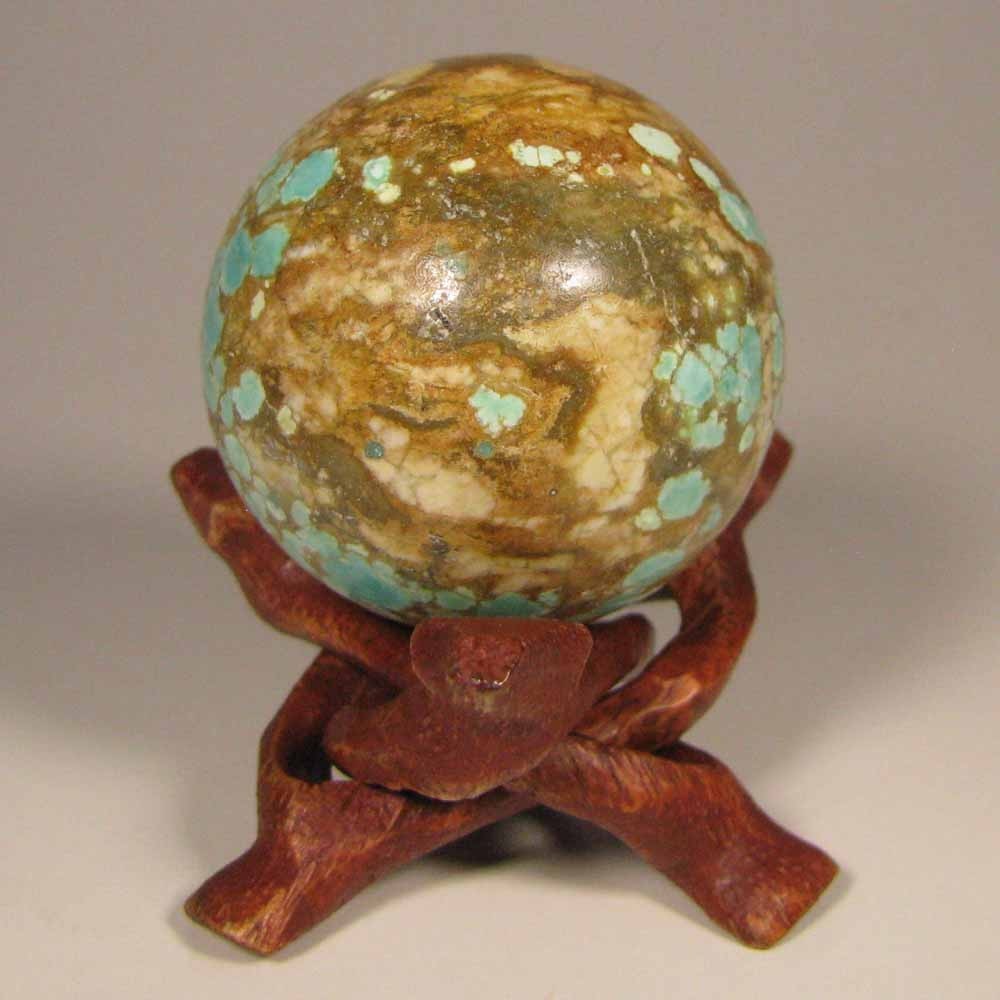 40mm TURQUOISE Gemstone Sphere Ball w/ Stand – Nevada Number 8 Mine