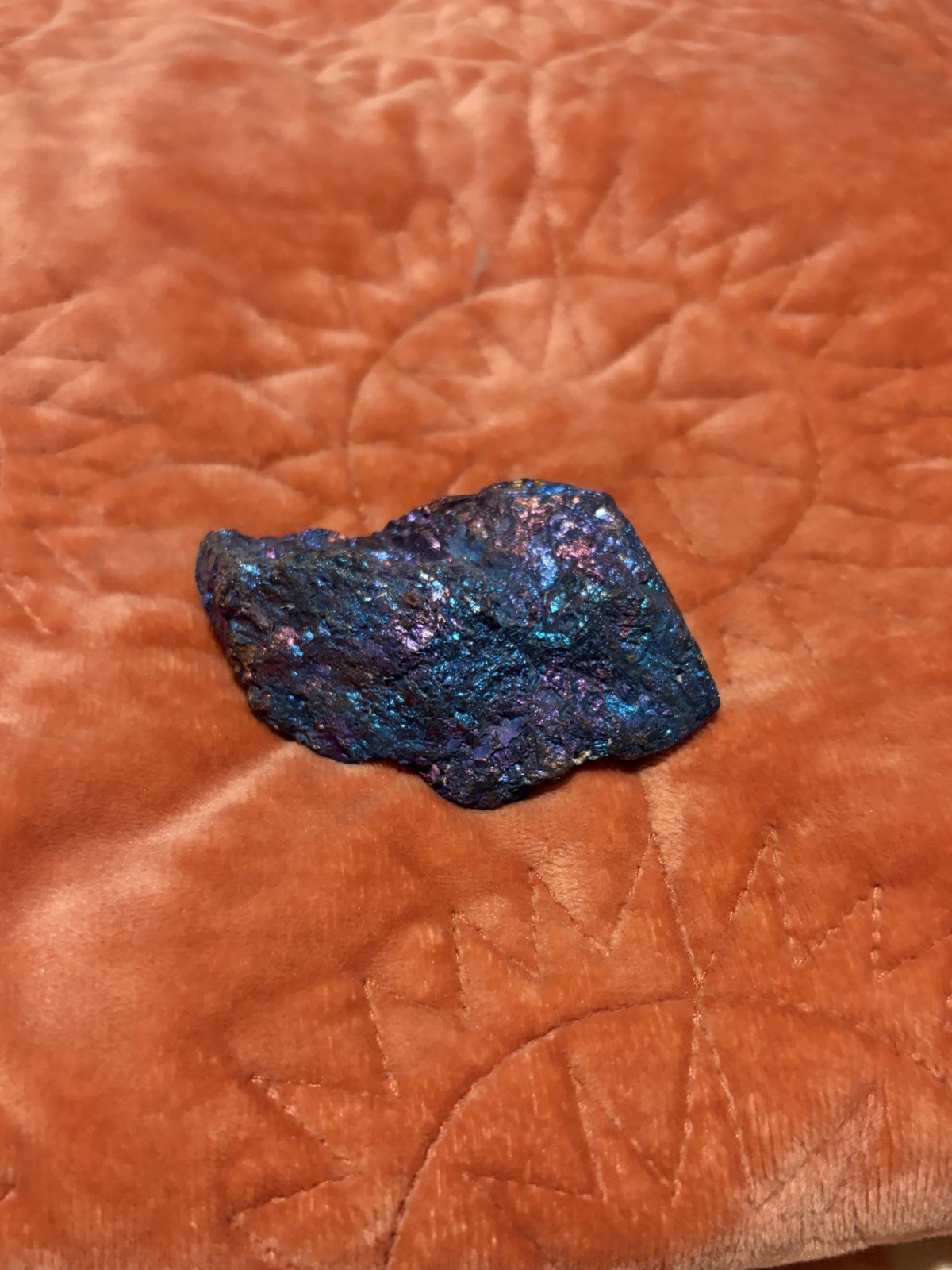 Iridescent Peacock Ore Rough Mineral Specimen Display Piece, Blue/Purple 3 in