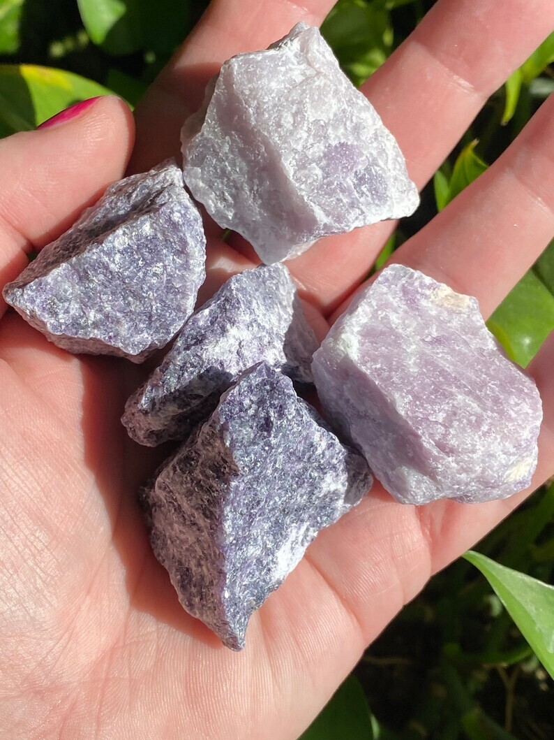 3Pcs Natural Lepidolite Raw Stone Crystal Mineral Specimen Healing Energy Gifts